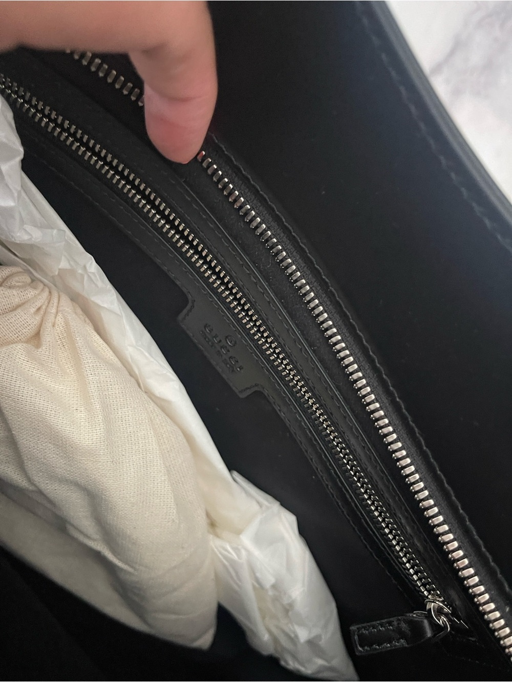 $3,895 NEW Gucci Black Leather GG Top-Handle Shoulder Bag Chain strap silver GG - Picture 7 of 17